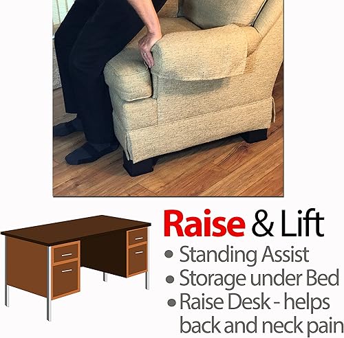 Miniatura 4 de iPrimio Elevadores de cama apilables, se adaptan a ruedas giratorias, cuadrados, resistentes, paquete de 8 unidades, bloques de elevación de cama,