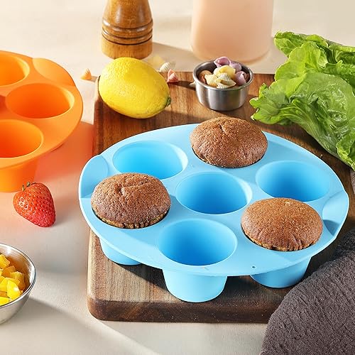Miniatura 8 de 2 Pack Silicone Egg Bite Molds, Food Grade 7-Cups Air Fryer Muffin Pan for Baking Mini Muffins, Egg Bite, Tart, Mini Cupcake and Quiche, Nonstick