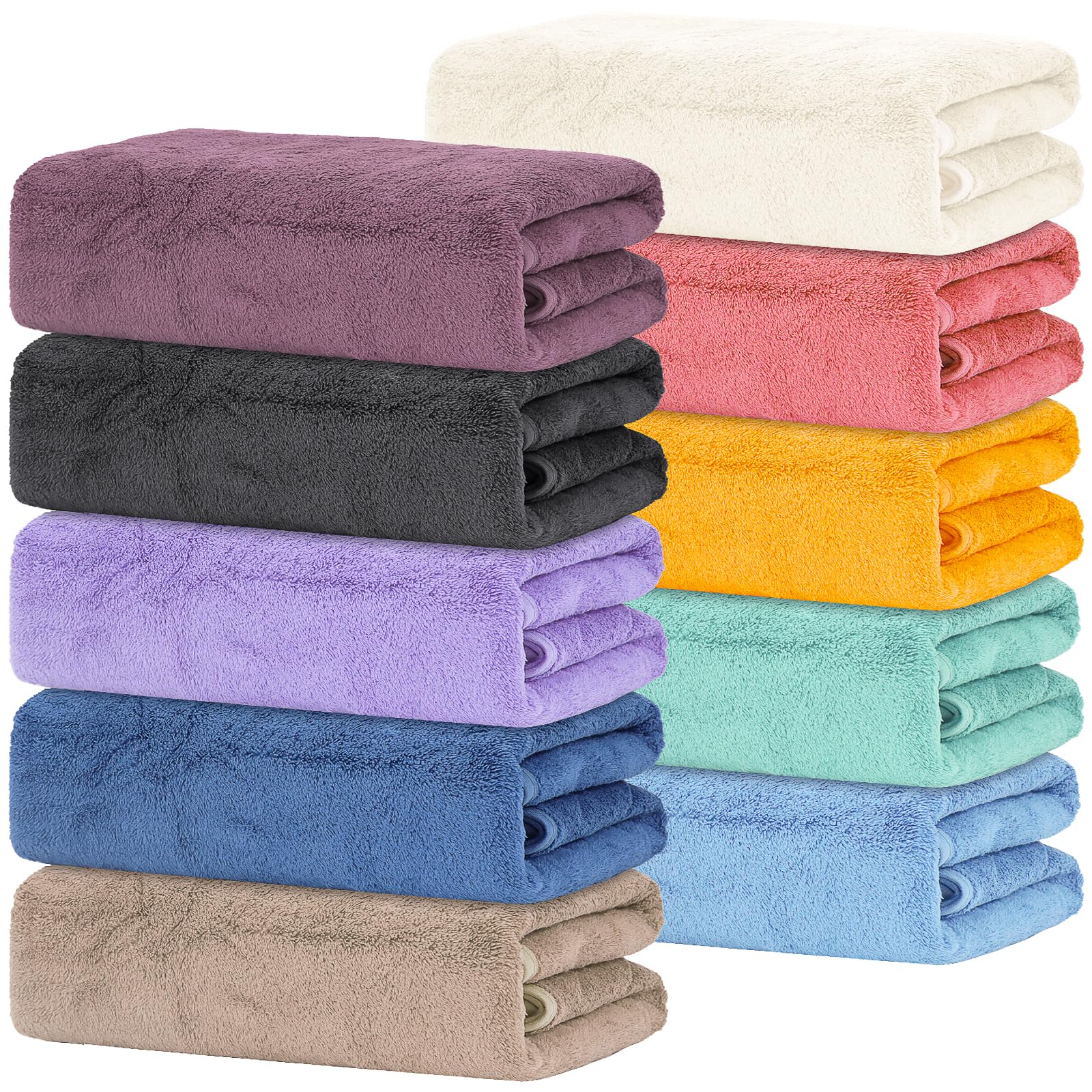 10 toallas de baño grandes para baño, 70 x 140 cm, suaves, absorbentes, paquete grande para uso diario en spa, gimnasio, playa, piscina, hotel (multicolor)