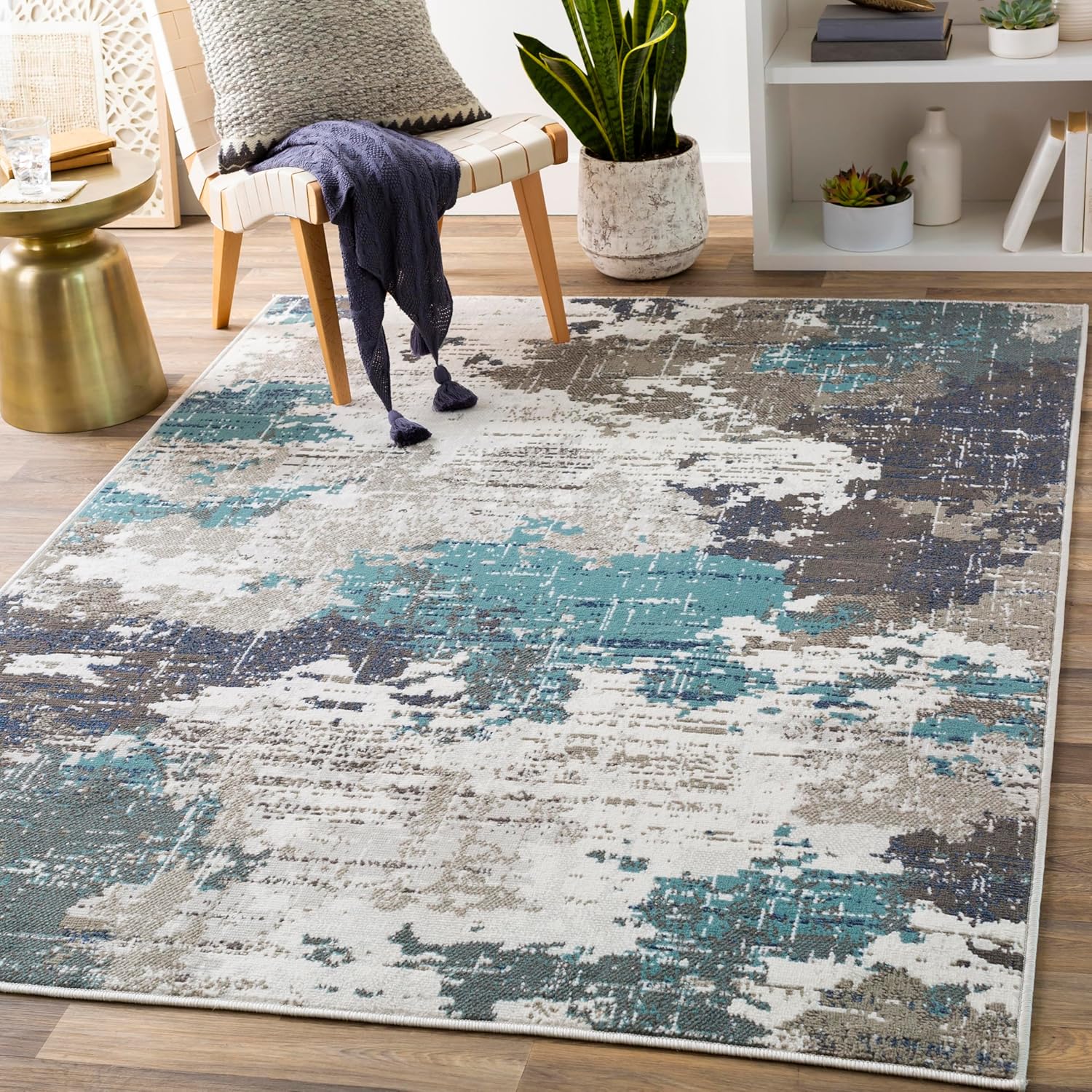 Livabliss Geneva Modern Abstract Area Rug,2' x 2'11",Teal