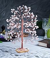 Vista 115 de Rose Quartz Gemstone Tree of LifeNatural Reiki Crystals Gemstone Chakra Tree for Positive Energy, Geode Agate Slice Base, Feng Shui Decor, Good