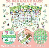 Vista 2 de JOYIN Tarjetas de bingo de Pascua para 28 jugadores (5 x 5) para juegos de golosinas de fiesta de Pascua, regalo de aula escolar para niños
