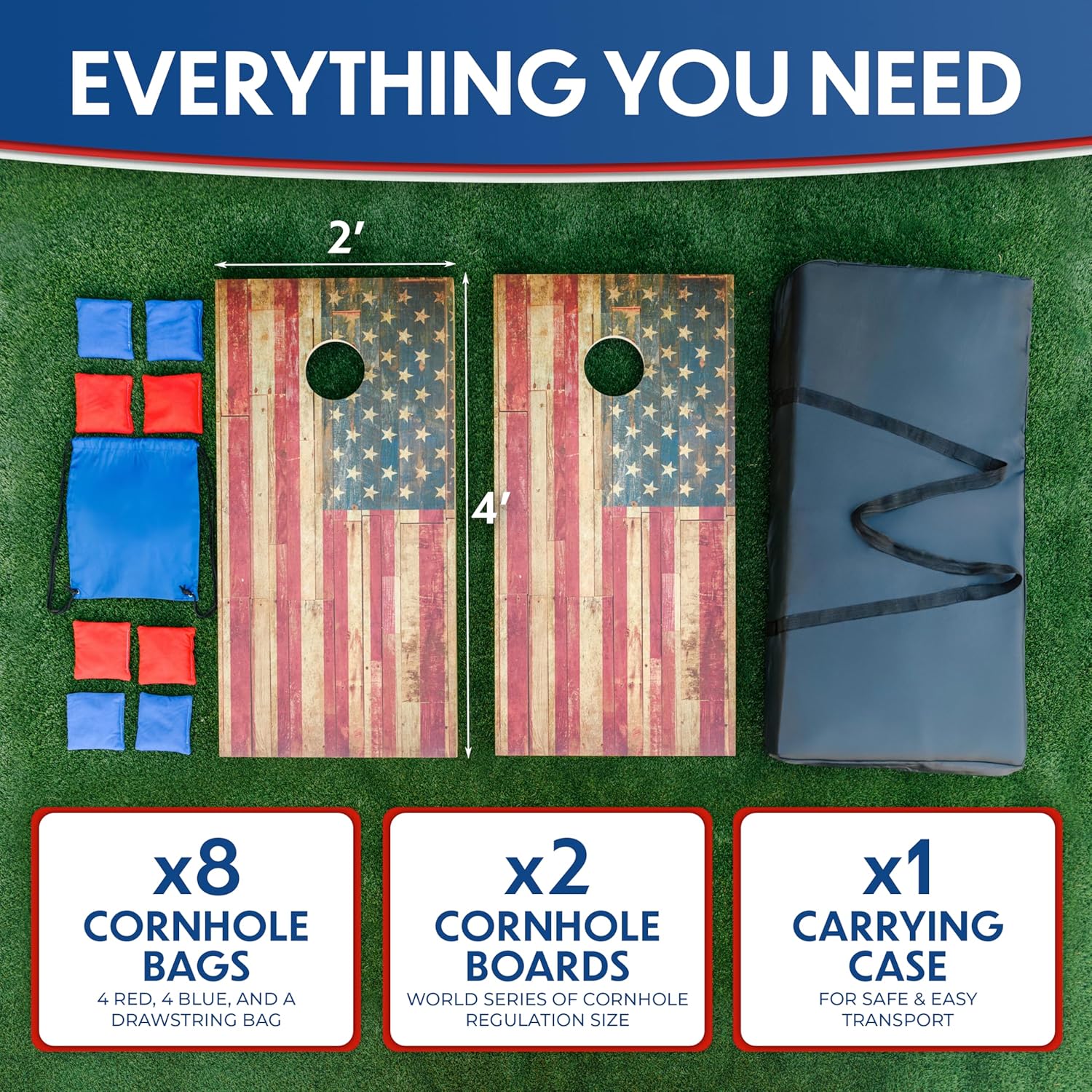 World Series of Cornhole Regulation Size Cornhole Boards – Lightweight & Durable All-Wood Construction | Backyard Bean Bag Toss Set | Rugged Outdoor Game for Tailgates, BBQs, & Backyard Battles