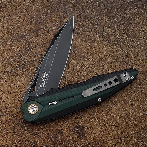 Miniatura 6 de Cuchillo de bolsillo plegable para exteriores 3.7 pulgadas VG10 Hoja de acero, mango G10, clip de titanio, cuchillo de caza multiusos de aleta EDC,