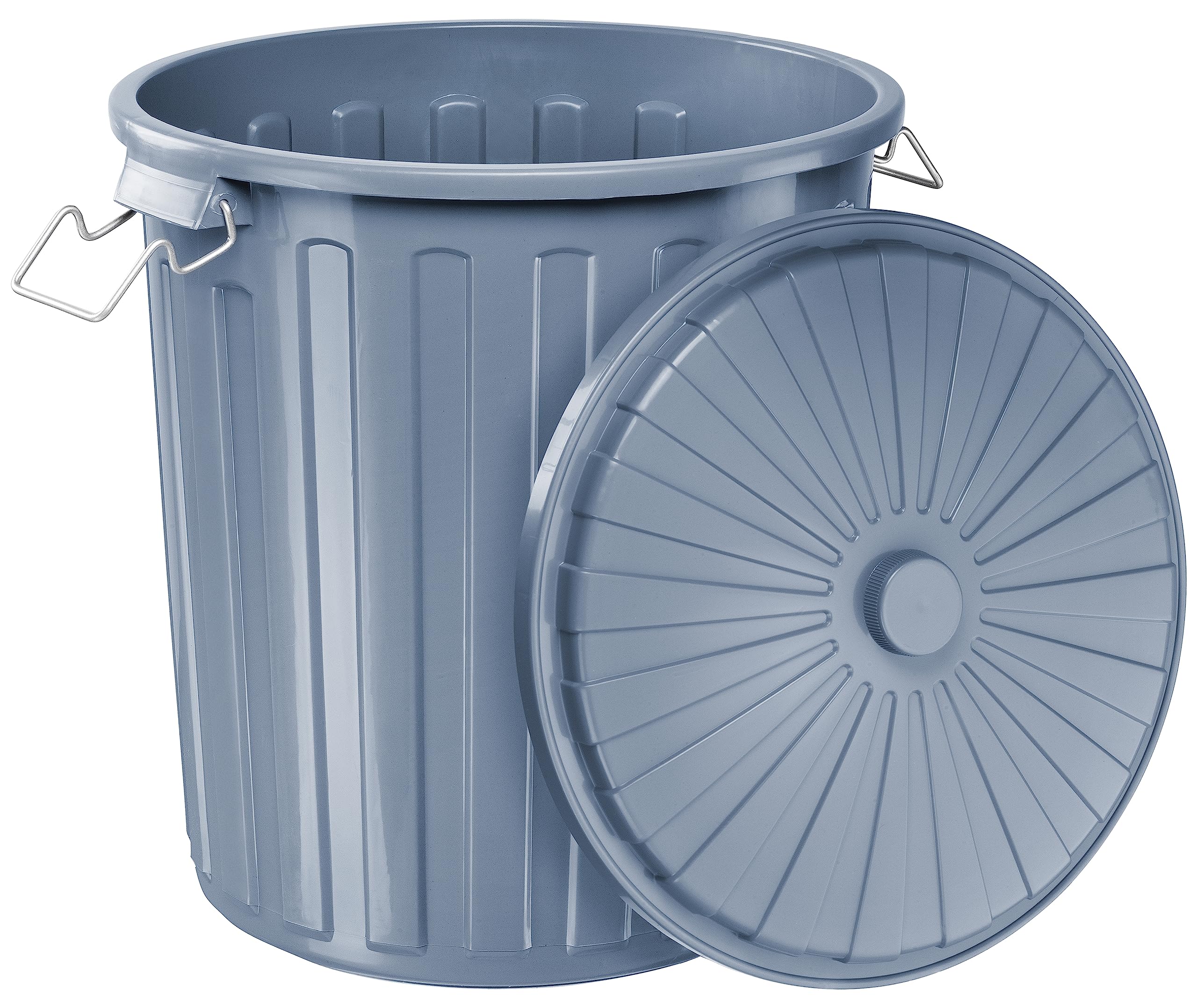 helit H2405783-5 - Papelera "the big boy" 55 litros, 5 piezas, gris, papelera con tapa y asa