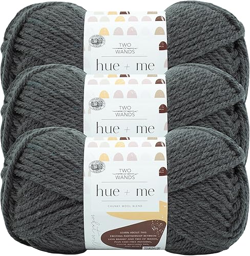Vista 35 de Lion Brand Yarn, Hue + Me - Hilo grueso para tejer a ganchillo, tejer y manualidades, agave, paquete de 3