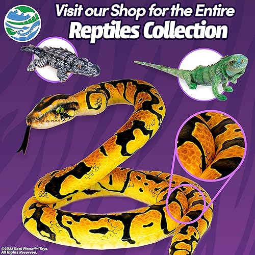 Miniatura 4 de Real Planet Serpiente de peluche de 118 pulgadas, animal de peluche de serpiente azul de casi 10 pies de largo, juguete de peluche de serpiente