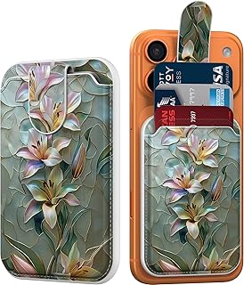 DEENAKIN for MagSafe Wallet, 3 Card Holder With RFID Blocking, Slim Magnetic Wallet for iPhone 17/16/15/14/13/12/11 Series with Cute Trendy Designs, Stained Glass Lilies