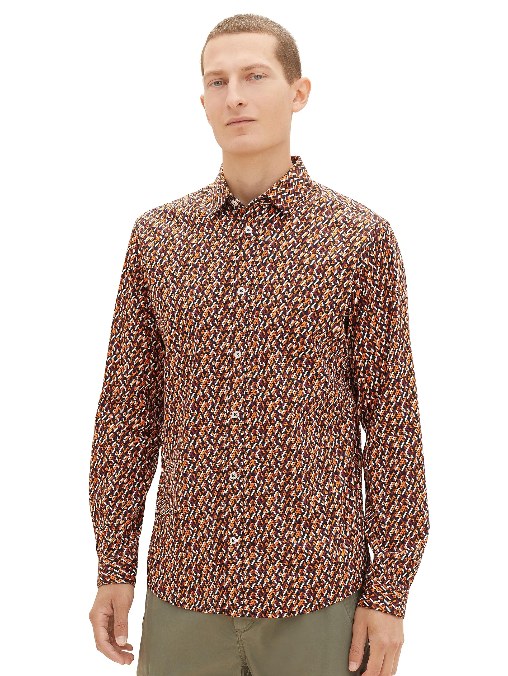 TOM TAILOR Men's Regular Fit Stretch Shirt with Pattern