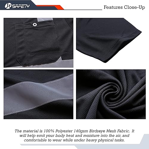 Miniatura 4 de JKSafety Paquete de 3 camisetas de seguridad de manga larga de alta visibilidad para construcción y trabajo diario, camisas reflectantes para