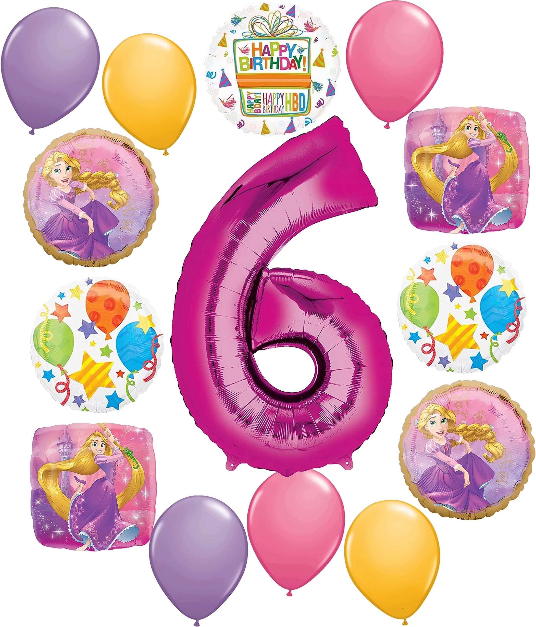 Princess Rapunzel 6th Birthday Party Supplies Balloon Bouquet Decorations