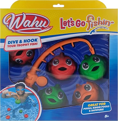 Wahu Let's Go Fishin' - Juego de 6 juguetes de piscina y baño para niños a partir de 5 años, juego de juguetes de agua de pesca para niños con 1