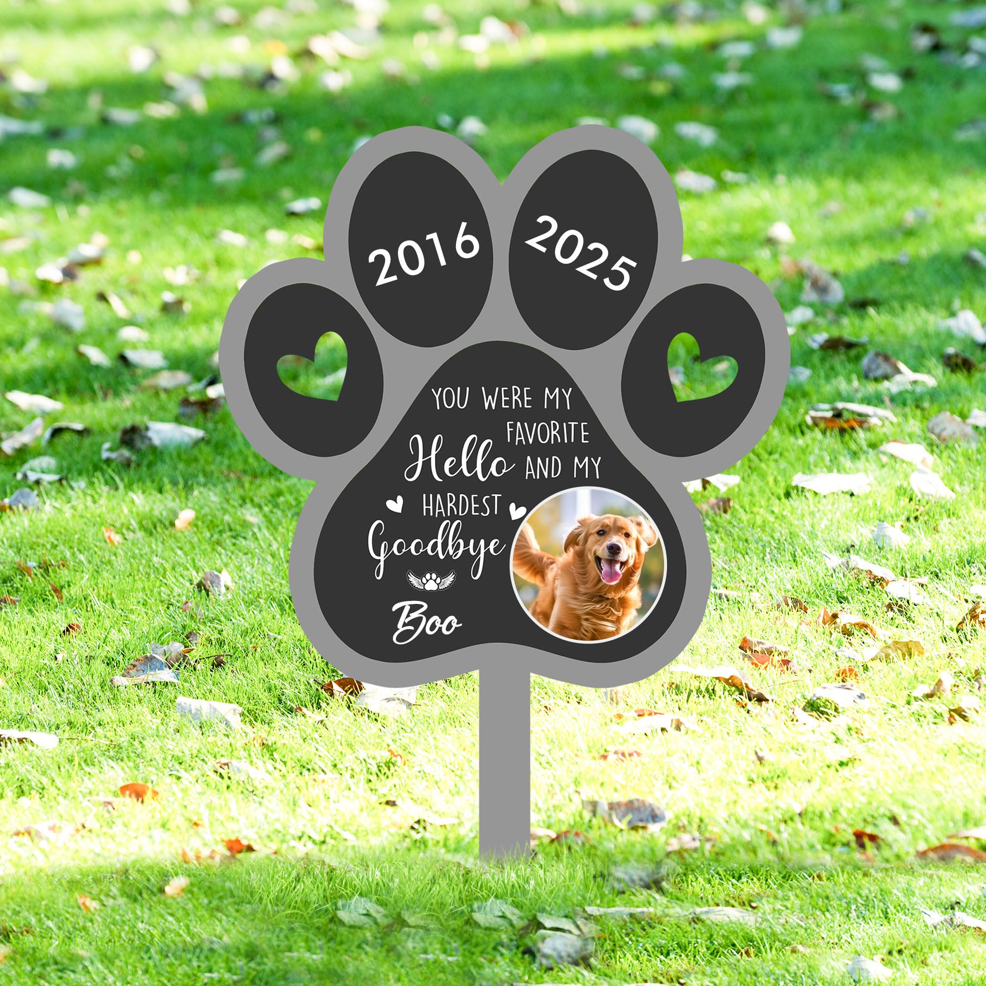 Personalized Dog/Cat Memorial Garden Stake - Custom Metal Grave Marker with Floral Engraving - Outdoor Pet Tombstone for Cemetery Decor - Durable Black Dog/Cat Headstone Memorial Gift