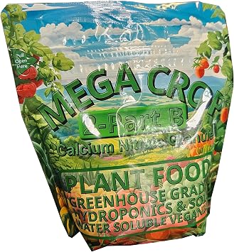 Calcium Nitrate 15.5-0-0 Mega Crop 2 Part B Hydroponic Soil Fertilizer for Plants Granule