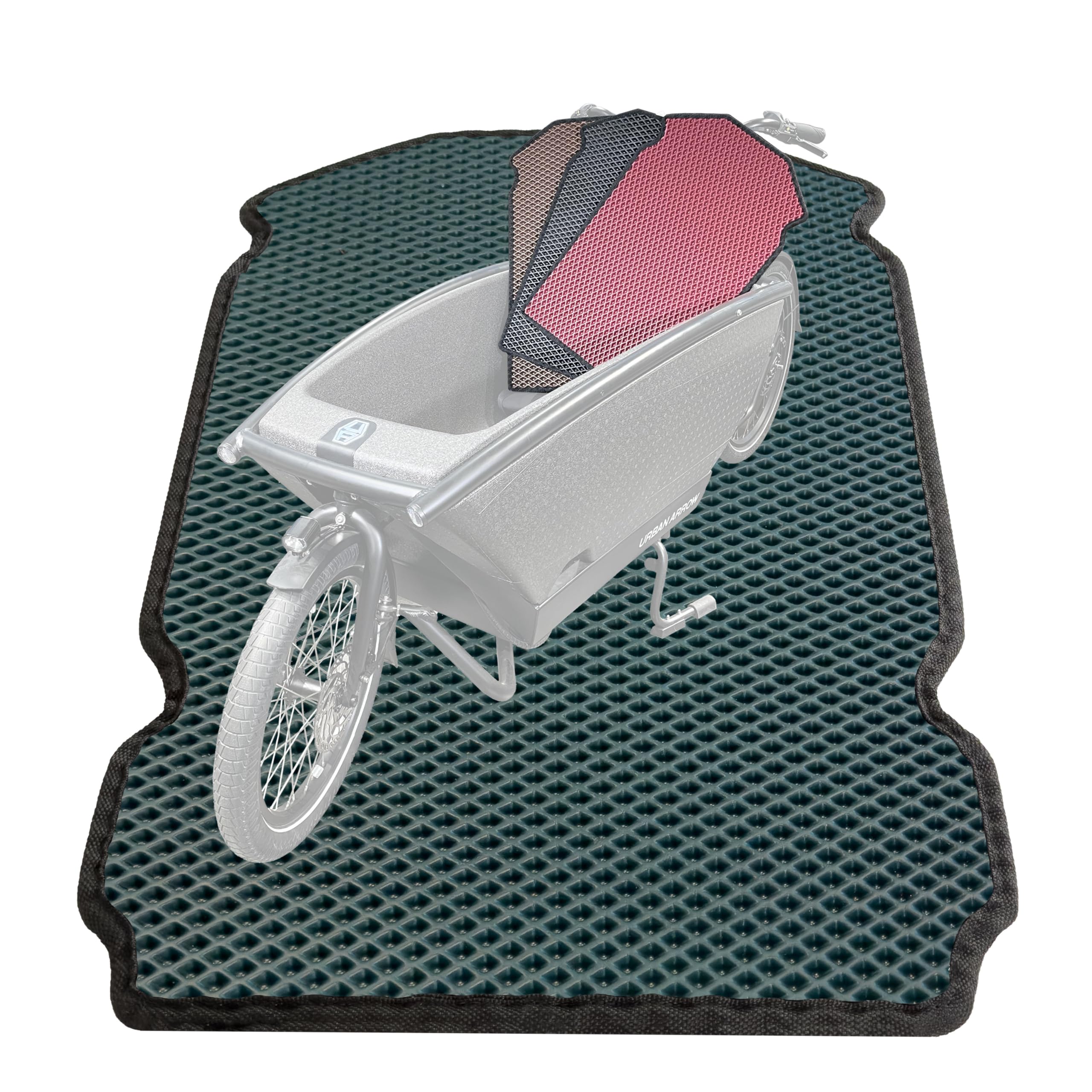 Urban Arrow Tapis de protection de qualité supérieure avec deux bancs - Tapis de sol antidérapant - Accessoires de vélo de chargement - Facile d'entretien et respectueux de l'environnement