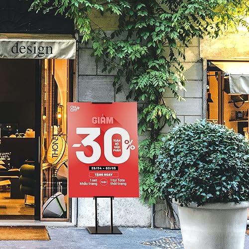 Miniatura 9 de Soporte para letreros de pedestal ajustable resistente de hasta 75 pulgadas, doble cara para tablero y letrero de espuma, soporte de letrero con