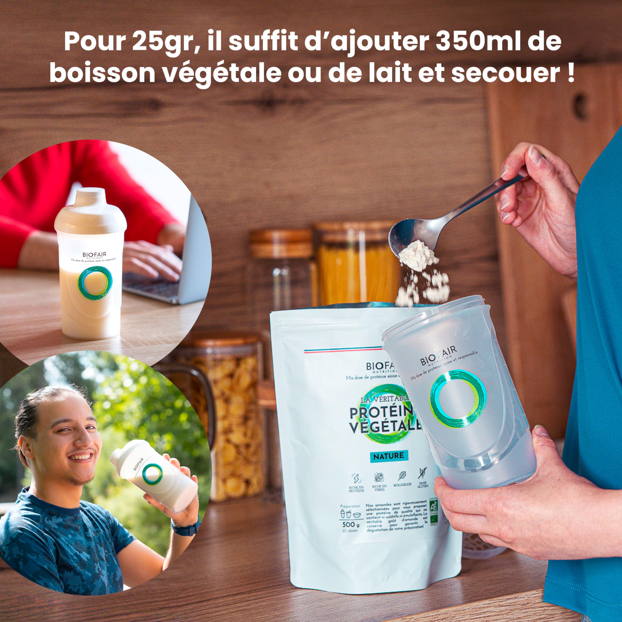 Proteinas Whey Orgánica - Paquete de 3 - Saludable, 100% Natural y Procedente de Nuestros Pastos Franceses - Sabor Natural y Neutro - 1500 Gr