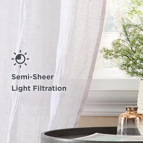 Miniatura 3 de French Connection - Cortina para ventana, juego de 2 paneles, semi transparente, decoración moderna del hogar, cortinas para sala de estar, comedor,