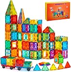 Gemmicc Magnetic Tiles, Deluxe 136 PCS Building Blocks Magnet Toys for Kids,3D Magnet Puzzles Stacking Blocks for Boys Girls,Huge Set with 2 Cars