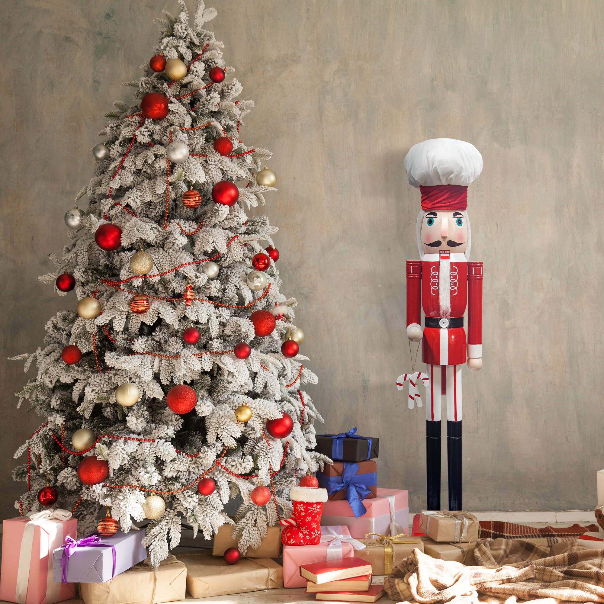 Casse-noisette Décoratif Chef Cuisinier En Bois - 36 Cm - Décoration De Noël Traditionnelle Pour Cheminée, étagère Ou Table