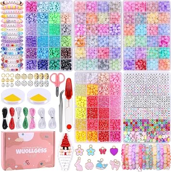 Wuollgess 48 Colors Pony Beads and Glass Beads kit
