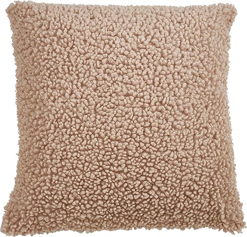 SARO LIFESTYLE Esme Collection - Almohada de piel sintética con relleno de poliéster, 18.0in, natural
