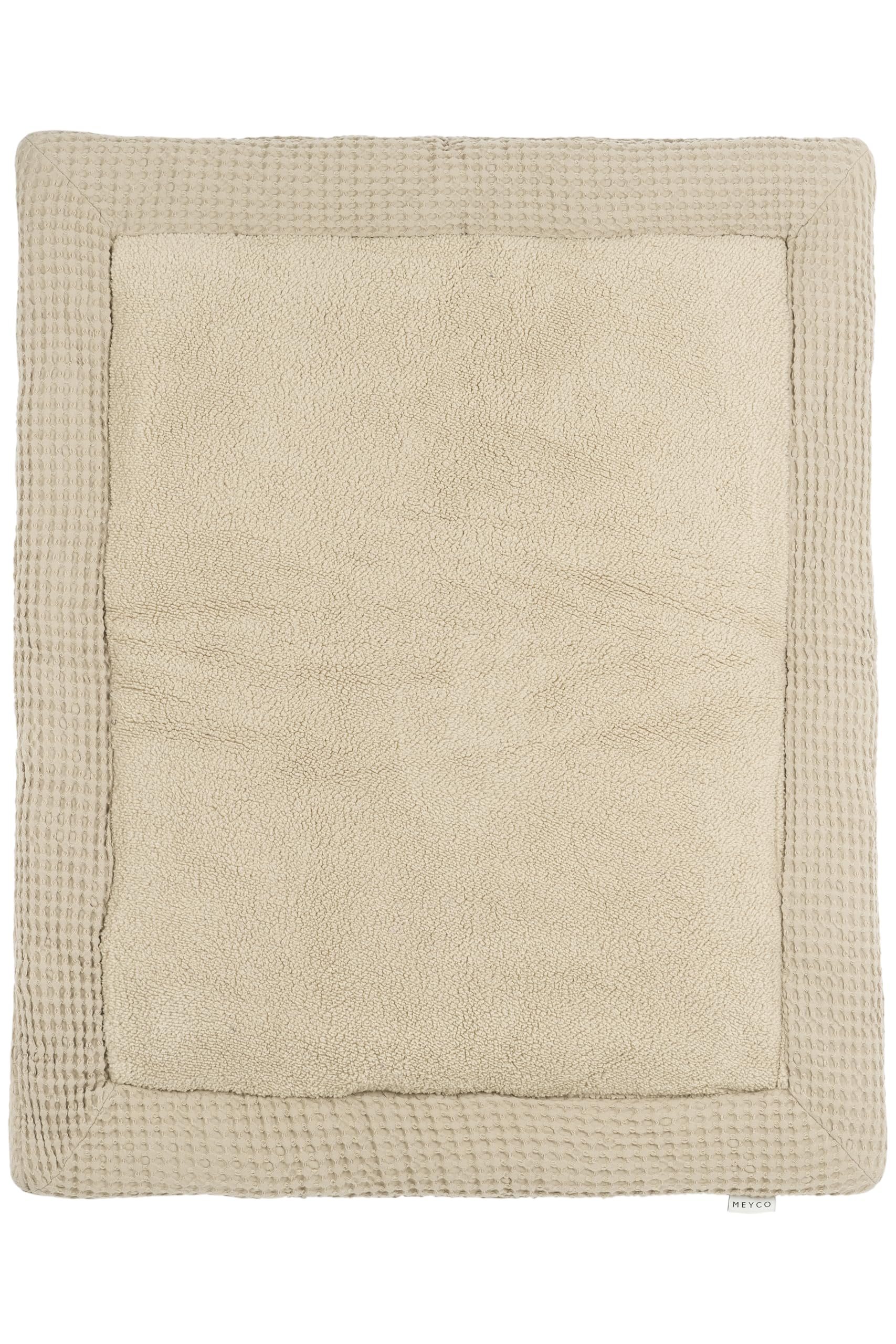 Meyco Laufgittereinlage - 80x100 cm - Waffel Teddy Fleece - Krabbeldecke & Spielmatte - 100% Baumwolle - Oeko Tex Zertifiziert - kuschelig weich - Uni - Sand