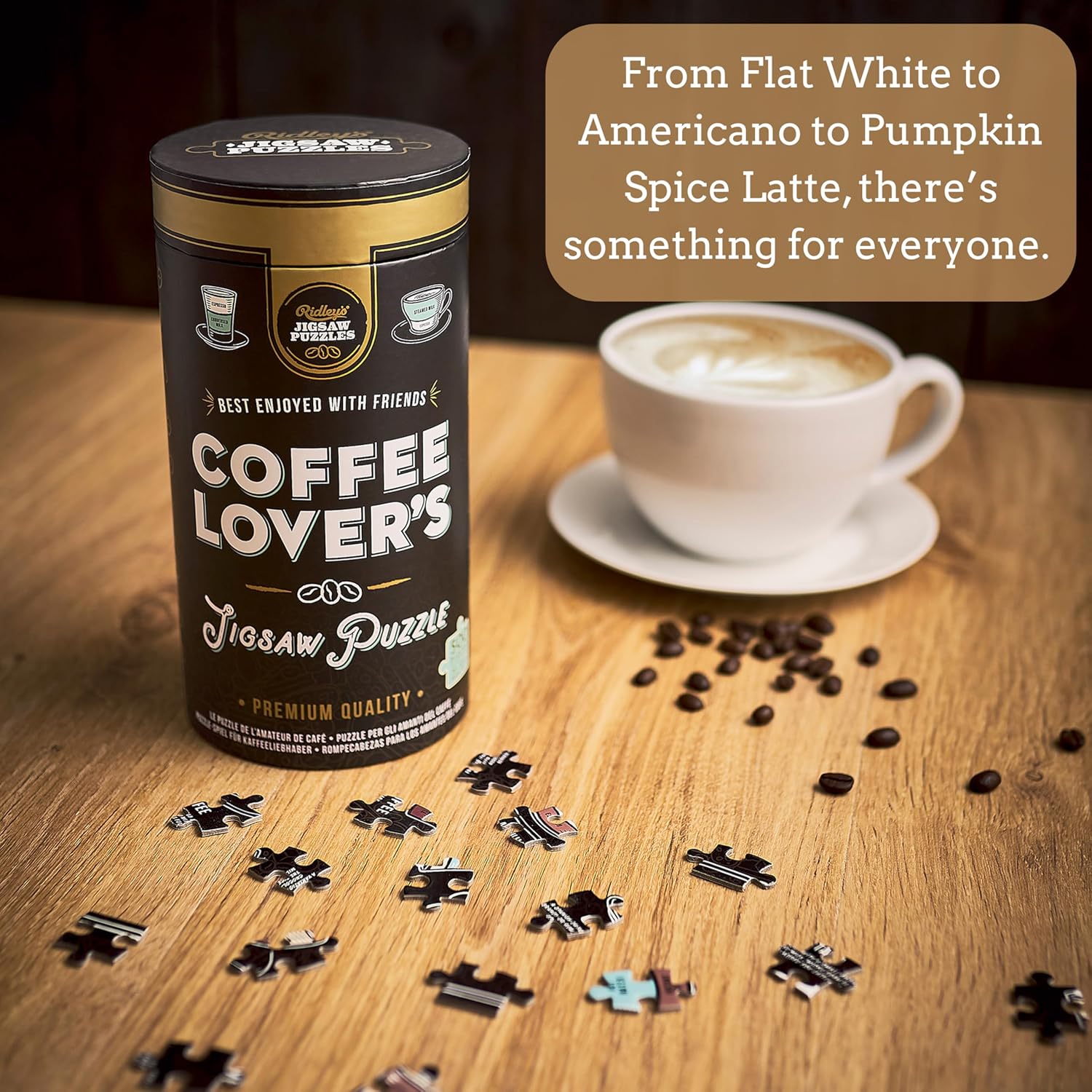 Ridley's Coffee Lover’s 500-Piece Jigsaw Puzzle – Coffee Puzzle with Informational Image, Sturdy Storage Tube Included – Activity Puzzle – Makes a Great Gift