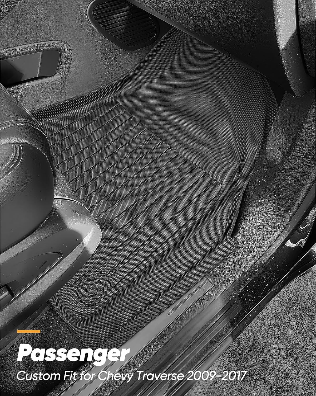 All Weather Floor Mats & Cargo Liner Custom Fit for Chevy Traverse 2009-2017 (Only Fits Captain's Chairs), Front 2nd Backrest Trunk Mats for Buick Enclave 2009-2017, TPE Anti-Slip Car Accessories