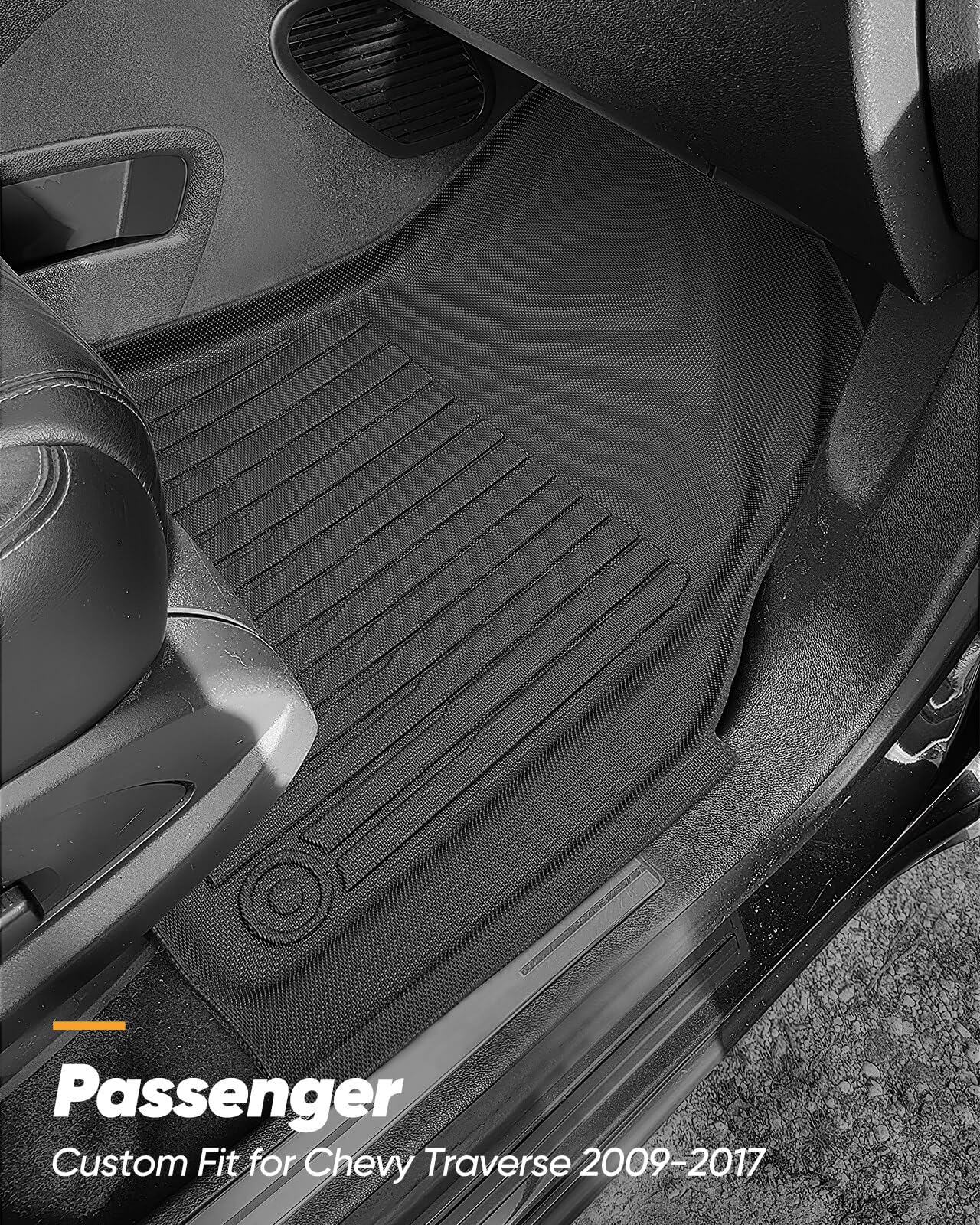 All Weather Floor Mats Cargo Liner Custom Fit for Chevy Traverse 2009-2017 Only Fits Captains Chairs Front 2nd — view 5