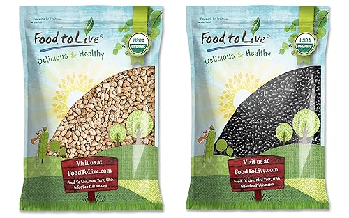 Food to Live Frijoles negros orgánicos de 10 libras y frijoles pintos orgánicos de 10 libras