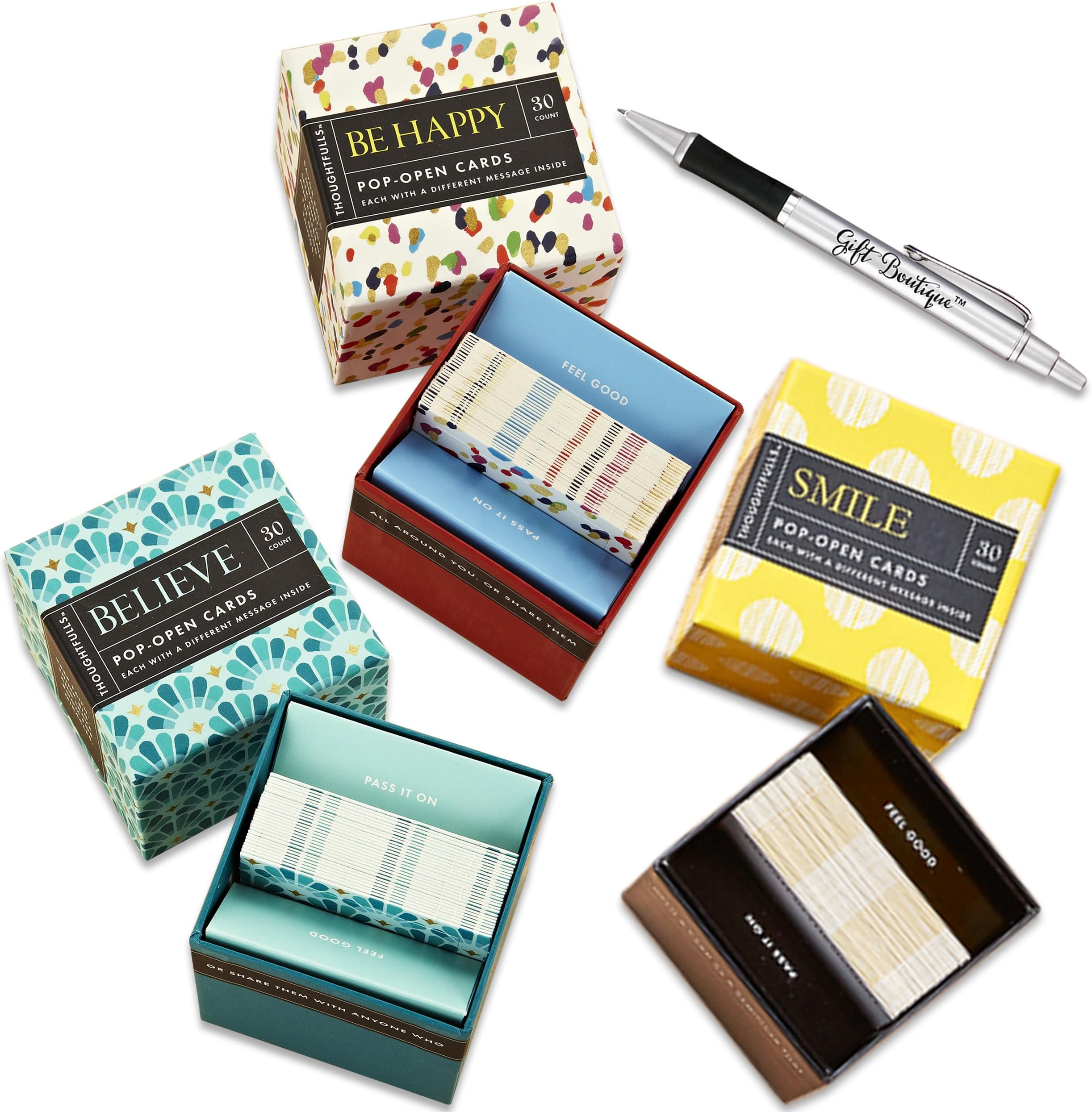 Pop Open Cards BELIEVE, BE HAPPY, SMILE With GB Pen