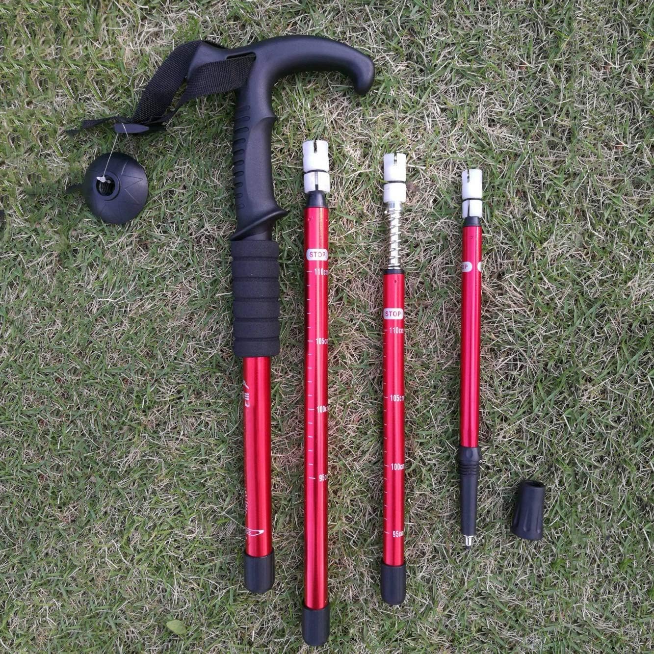 Shock Resistance Walking Sticks Telescopic Trekking Hiking Poles Canes with Rubber Tips Protectors Crutch