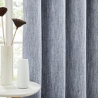 Vista 2 de Melodieux Elegantes cortinas opacas de algodón para oscurecer la habitación, para sala de estar, dormitorio, con aislamiento térmico, paneles