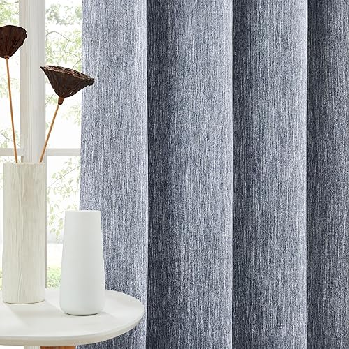 Miniatura 2 de Melodieux Elegantes cortinas opacas de algodón para oscurecer la habitación, para sala de estar, dormitorio, con aislamiento térmico, paneles de