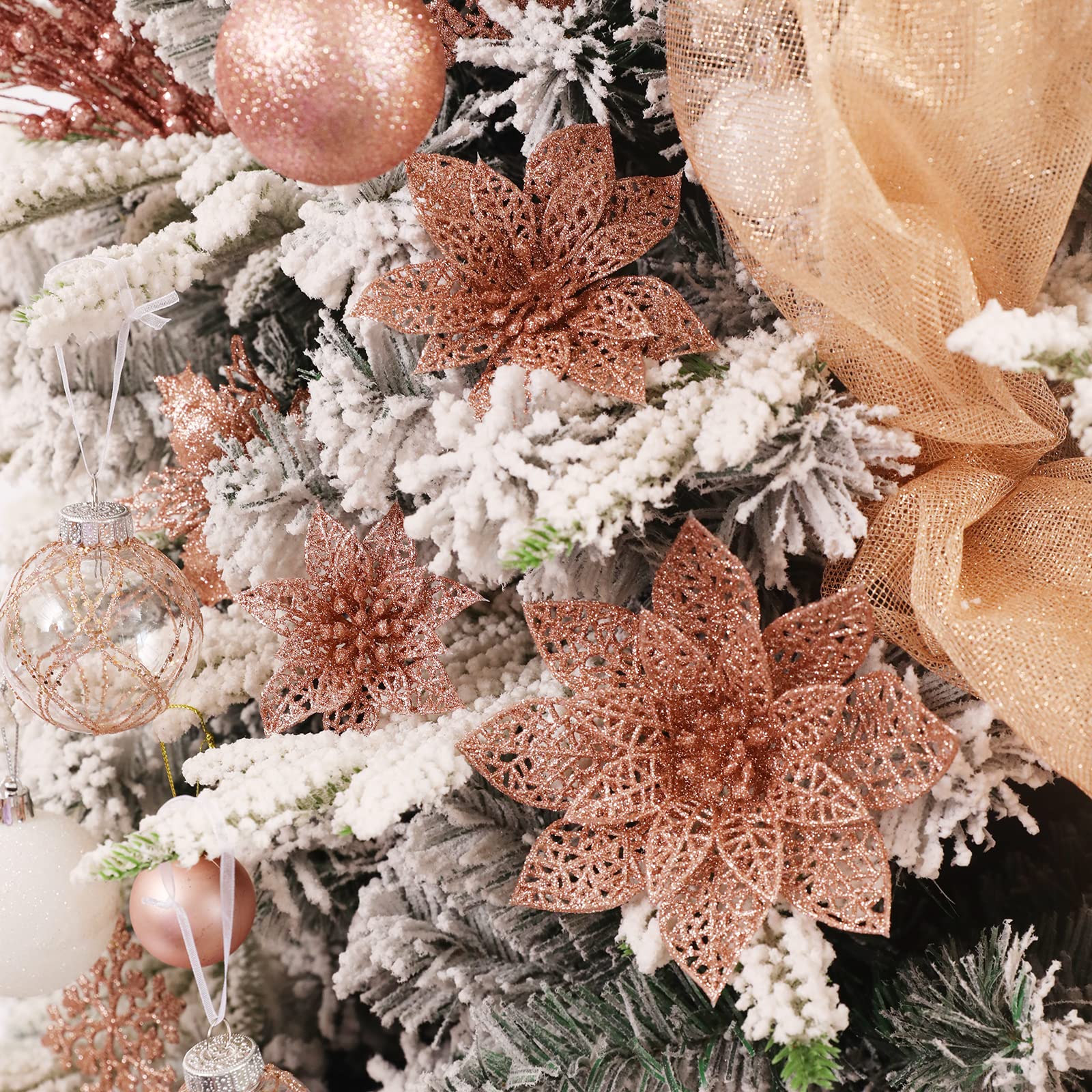 Amazon.co.jp: Wironlst キラキラポインセチアフラワー クリスマス