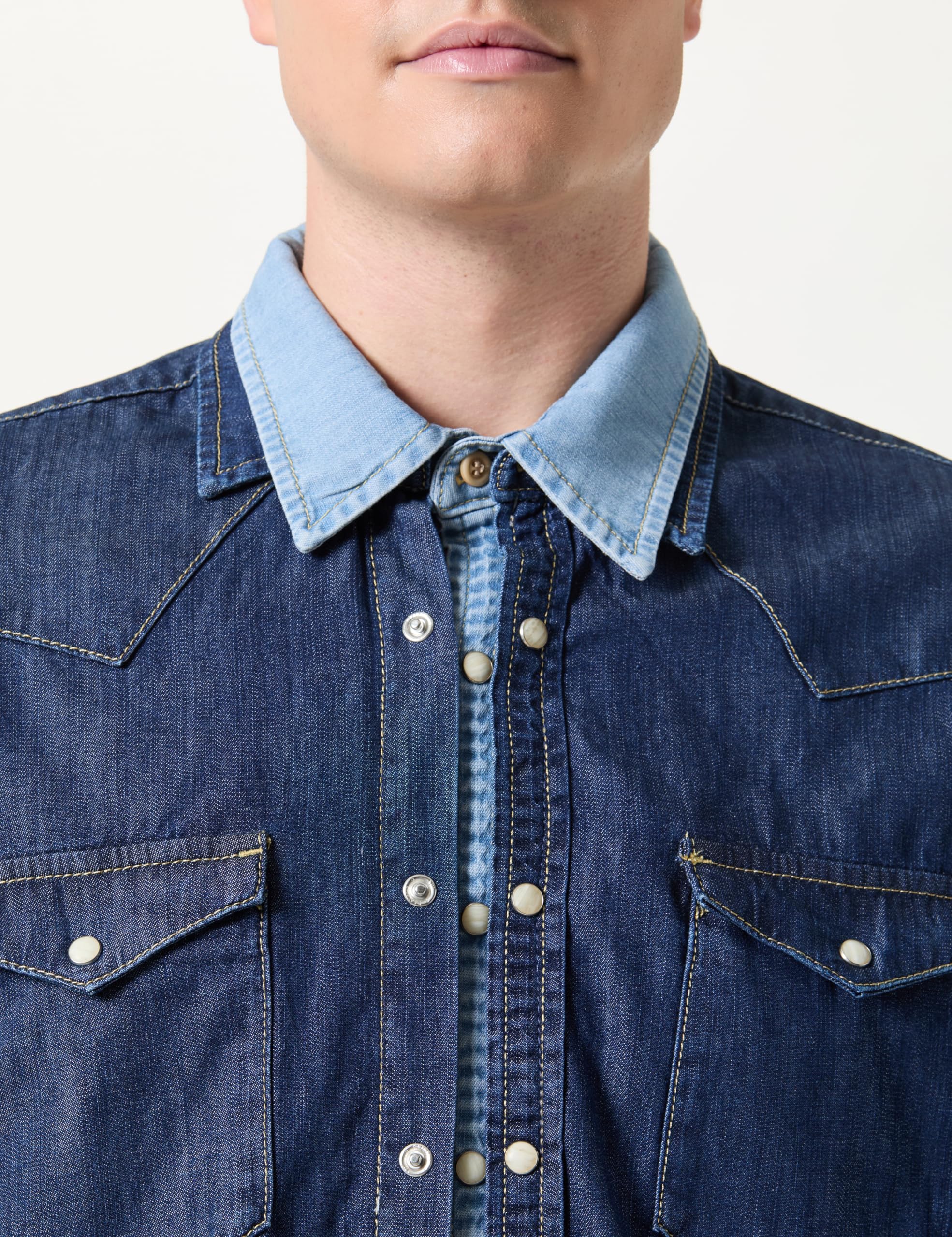 Desigual Maglietta da Uomo A Maniche Lunghe in Denim T-Shirt