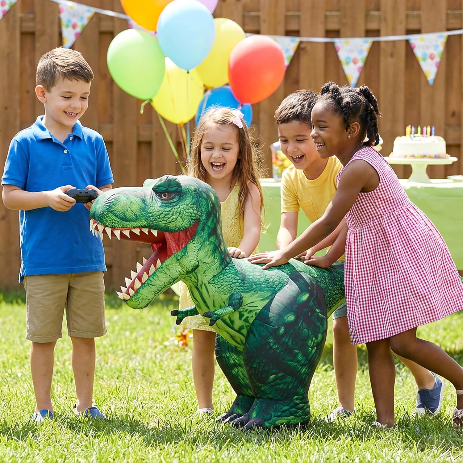 JOYIN Remote Control Inflatable Dinosaur Toy, 2.4GHz Toy with 360° Rotation& Walking, Forward & Backward, Rechargeable Electric Outside Toys for Kids Boys Age 6-12 Birthday Gifts