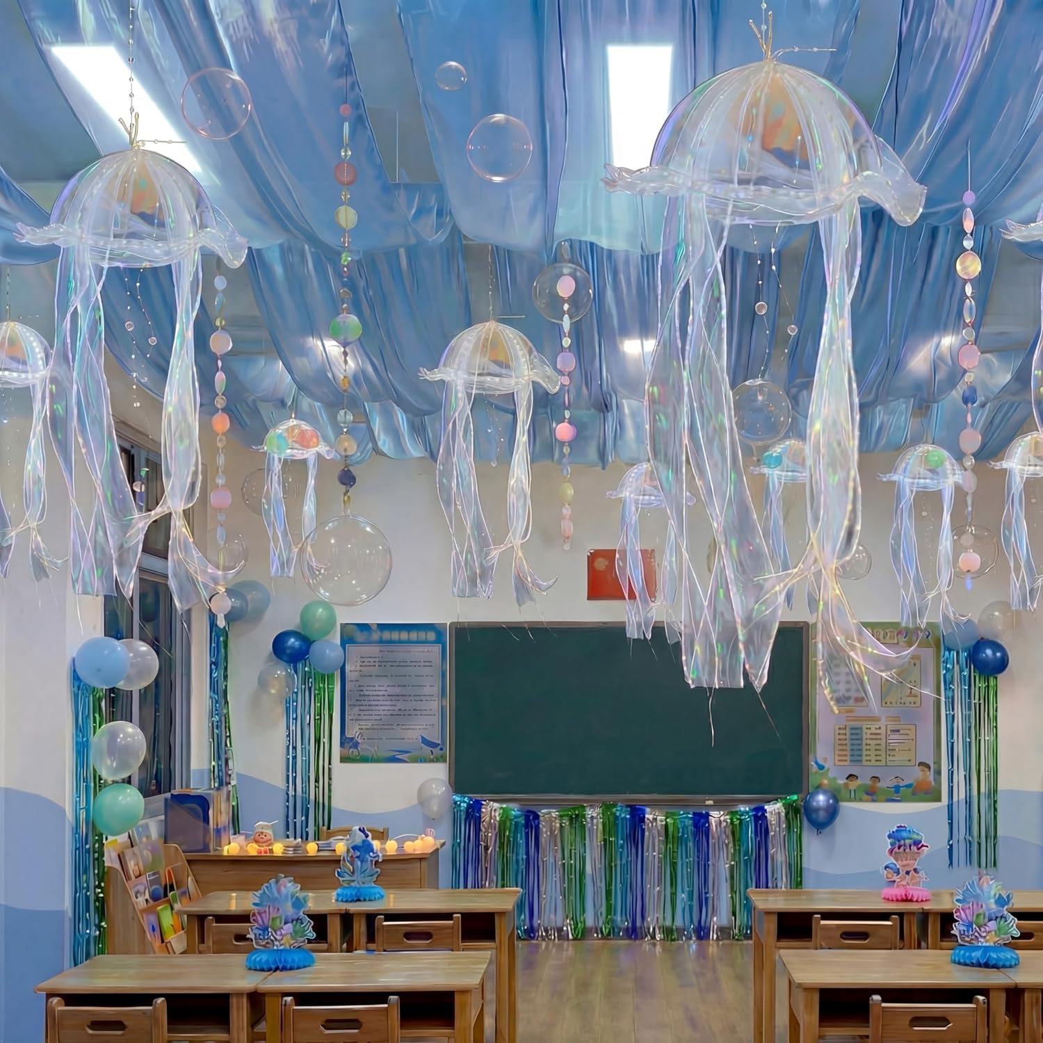 23 Pcs Valentine's Day Classroom Ceiling Decoration Kit with 15 Love Flags and 8 Heart Paper Flower Balls Heart Valentines Garland Accessories for Party Wall Office Classroom School Decor