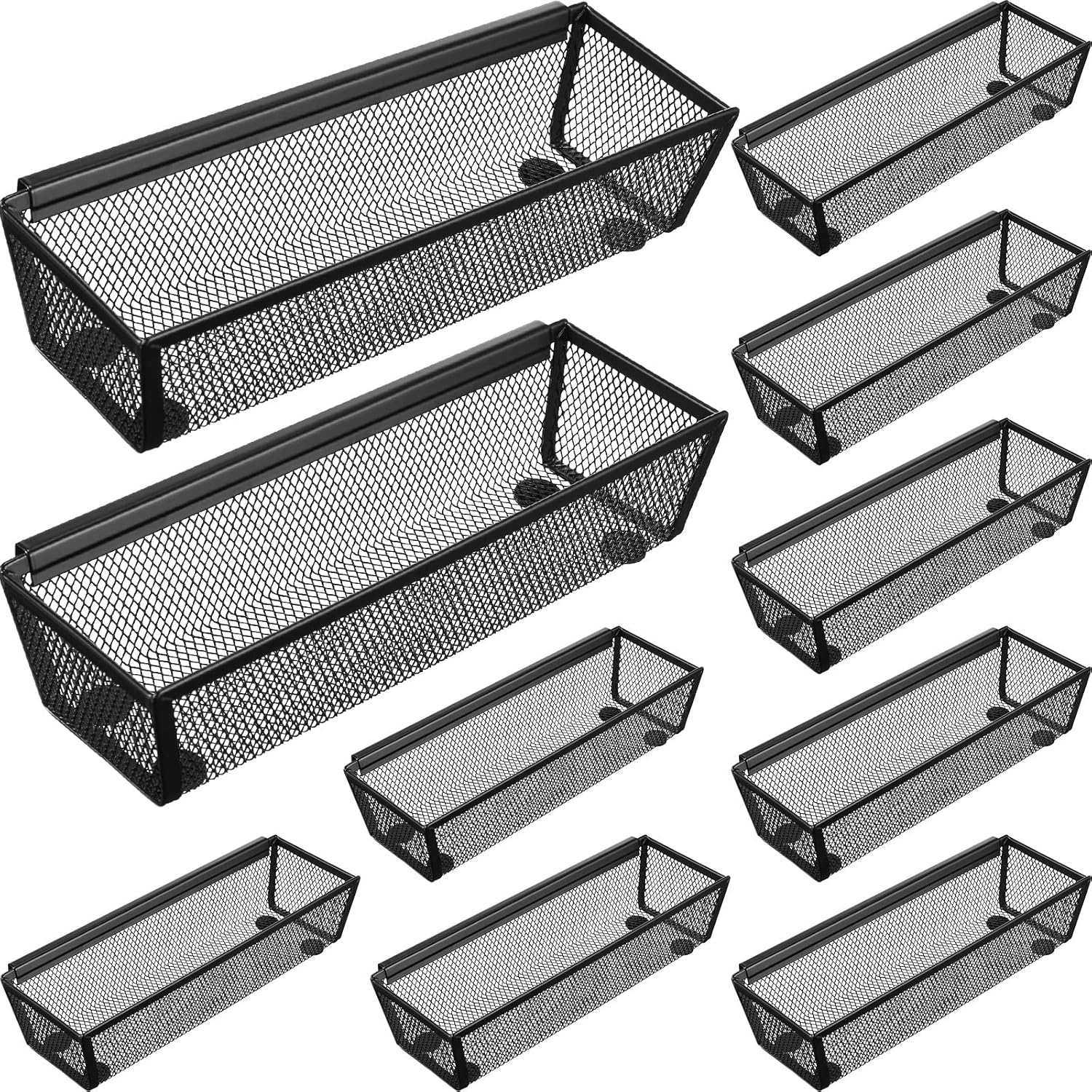 Chumia 16 Pack Silverware Drawer Organizer 9 x 3 x 2 Inch Mesh Utensil Organizer for Kitchen Drawers with Interlocking Arm for Flatware Knives Spoons Fork Cosmetic Utensil Tabletop Storage Tray