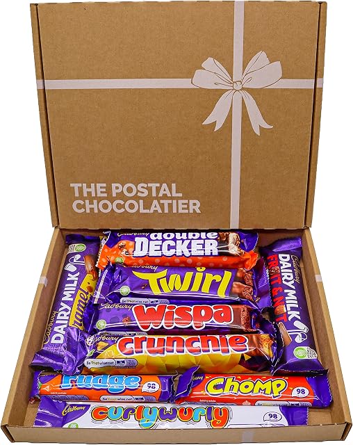 Cadbury Dairy Milk Chocolate Gift Box Hamper, Full Sized Bars, Letterbox Friendly, Perfect for Presents, Surprises Birthdays and Treats, Twirl, Double Decker, Crunchie (Medium Gift Box)