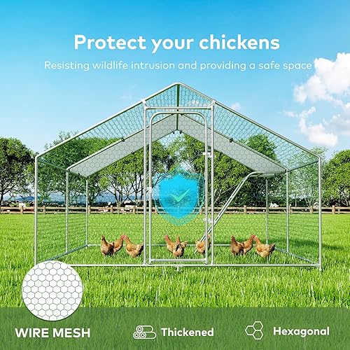 Miniatura 40 de Jaula grande de metal para gallinero con cubierta impermeable y resistente a los rayos UV, gallinero al aire libre para uso en granja en el patio