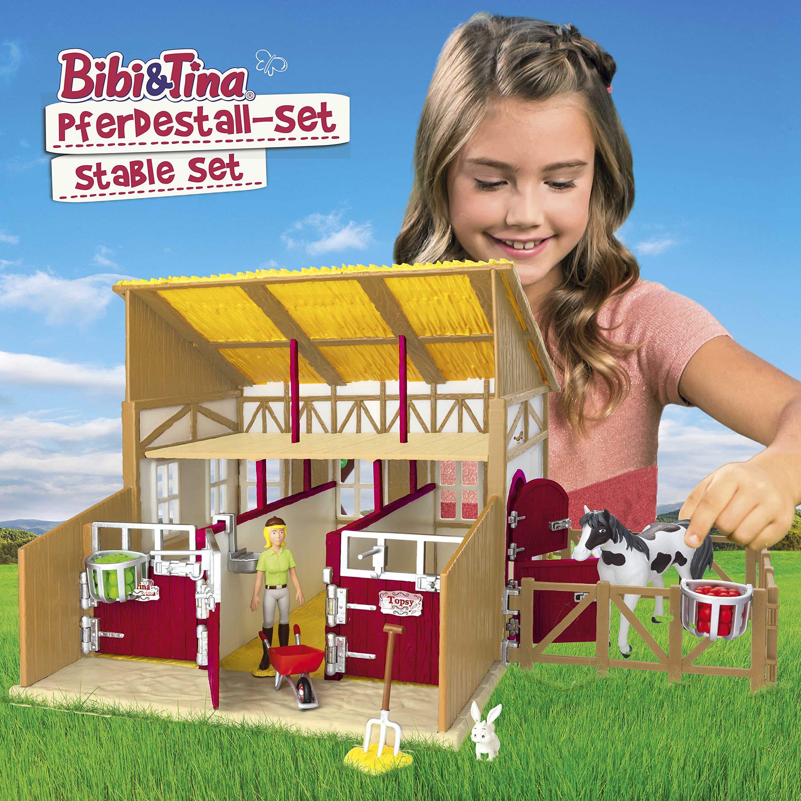 CRAZE Bibi und Tina Spielzeug Pferdestall Set Martinshof Spielset mit Pferden Spielfiguren und Pferde Zubehör Reiterhof Bauernhof Spielzeug ab 3 Jahre 35009