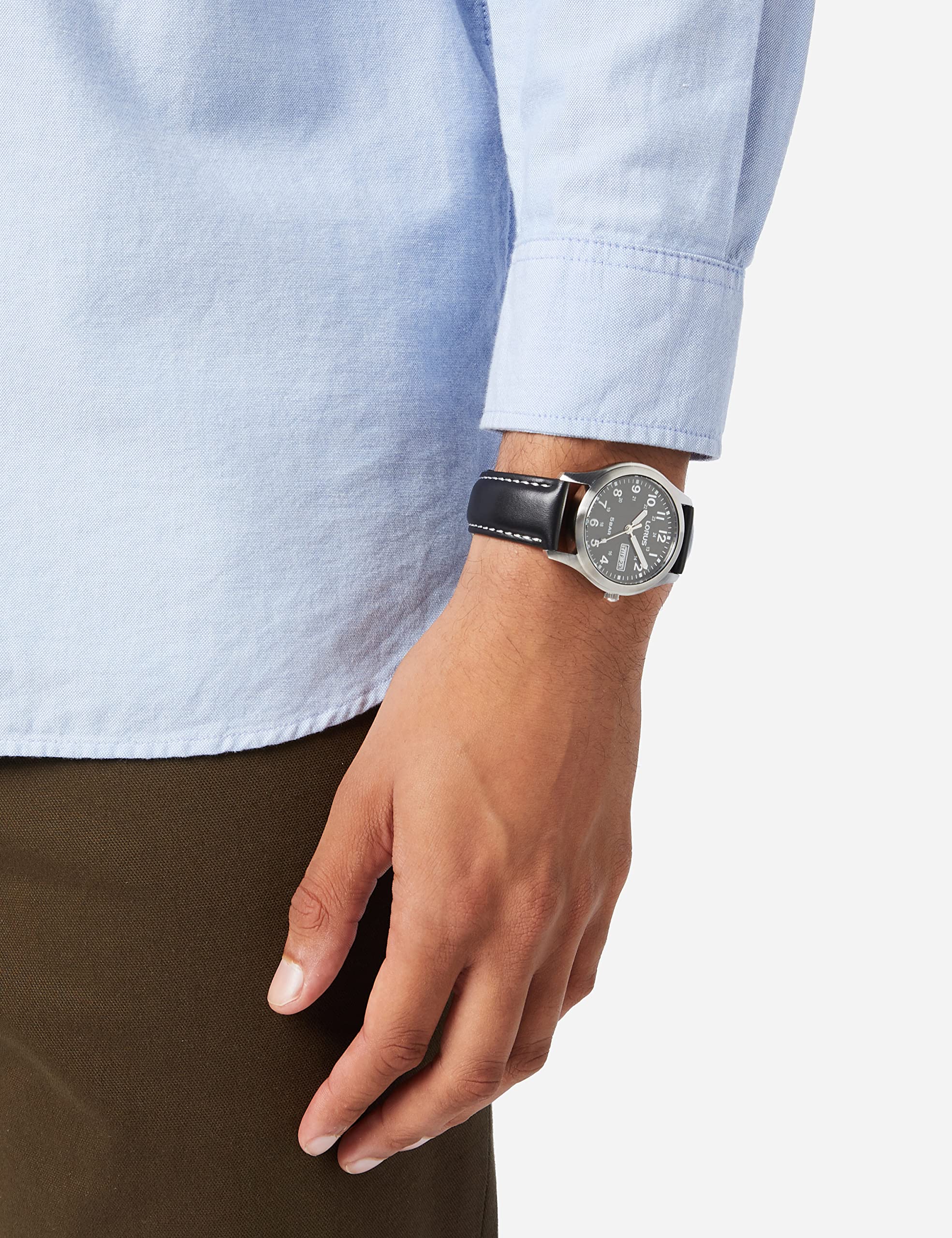 Lorus Herren-Uhr Quarz Edelstahl mit Lederband RXN79DX9