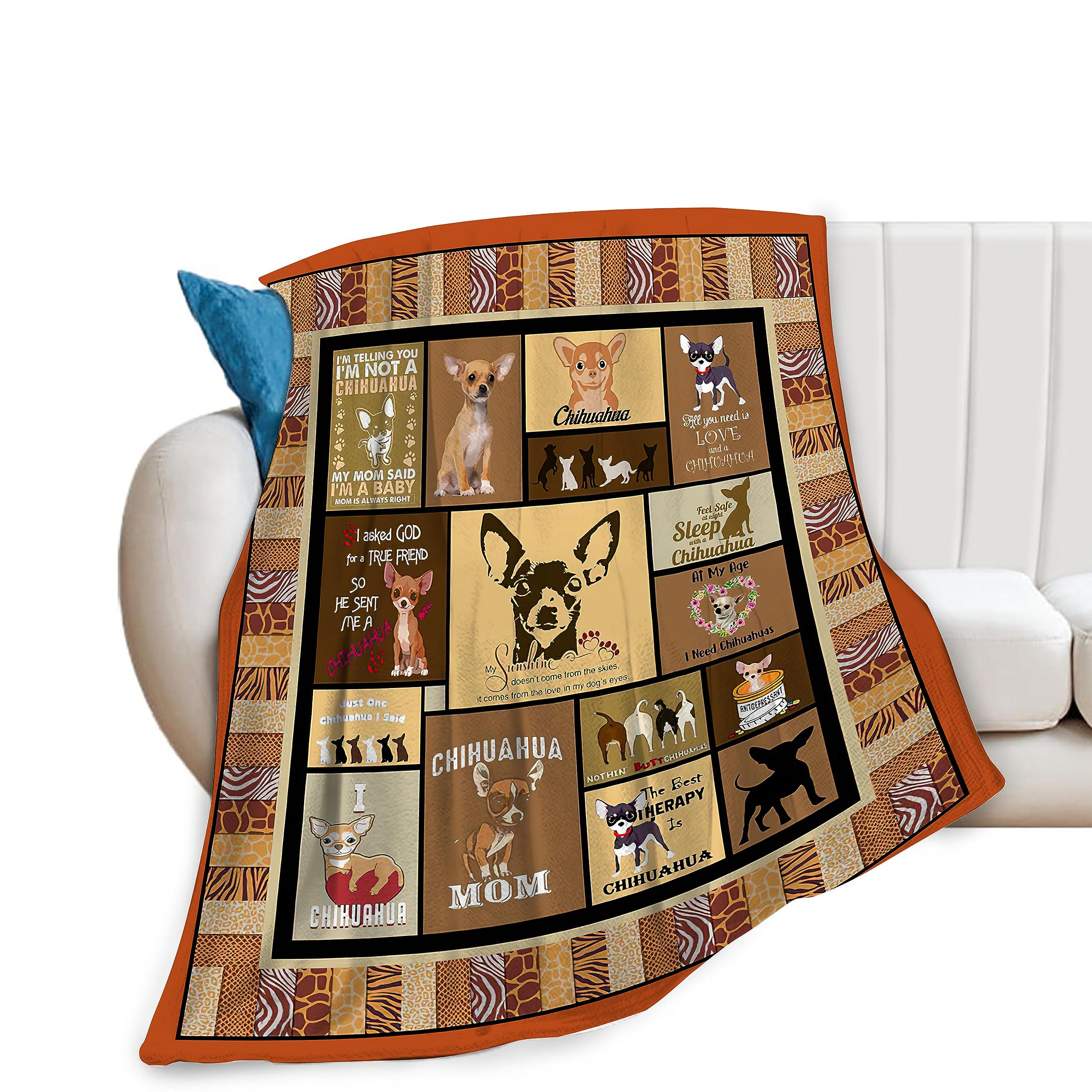 Plaid polaire motif chihuahua couverture douce enfant et adulte 127x152