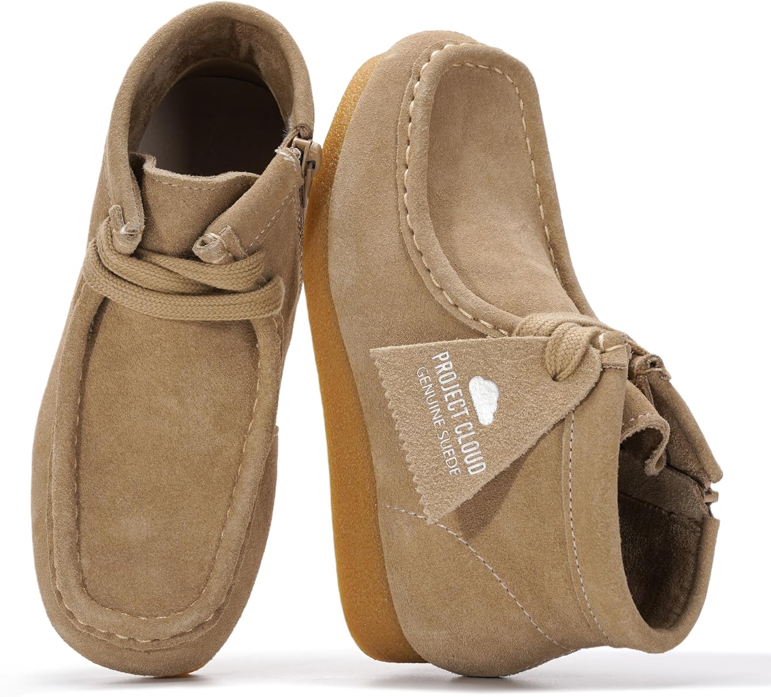 Project Cloud Kids Boots 100% Genuine Leather Chukka Non-Slip Fall Shoes Girls Boots for Kids with Memory Foam Insole & Gum Rubber Sole Boys & Girls Shoes (Kids Wallyboot)