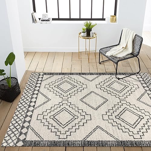 Miniatura 6 de JONATHAN Y MOH200A-3 - Tapete para interiores Amir marroquí Beni Souk, bohemio, rústico, geométrico, fácil de limpiar, para dormitorio, cocina, sala