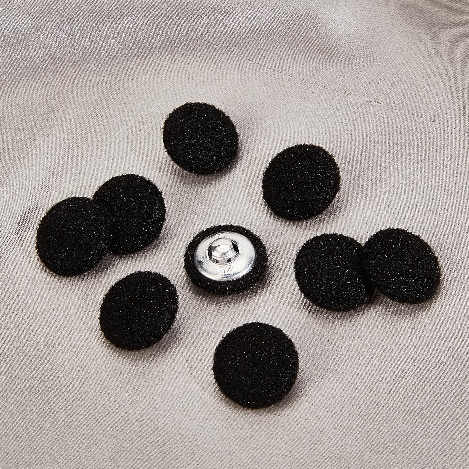 NICENEEDED 20PCS Black Tuxedo Buttons, Fabric Covered Metal Shank, Round, 20mm, Perfect for Vintage Jacket Sweater - Image 3