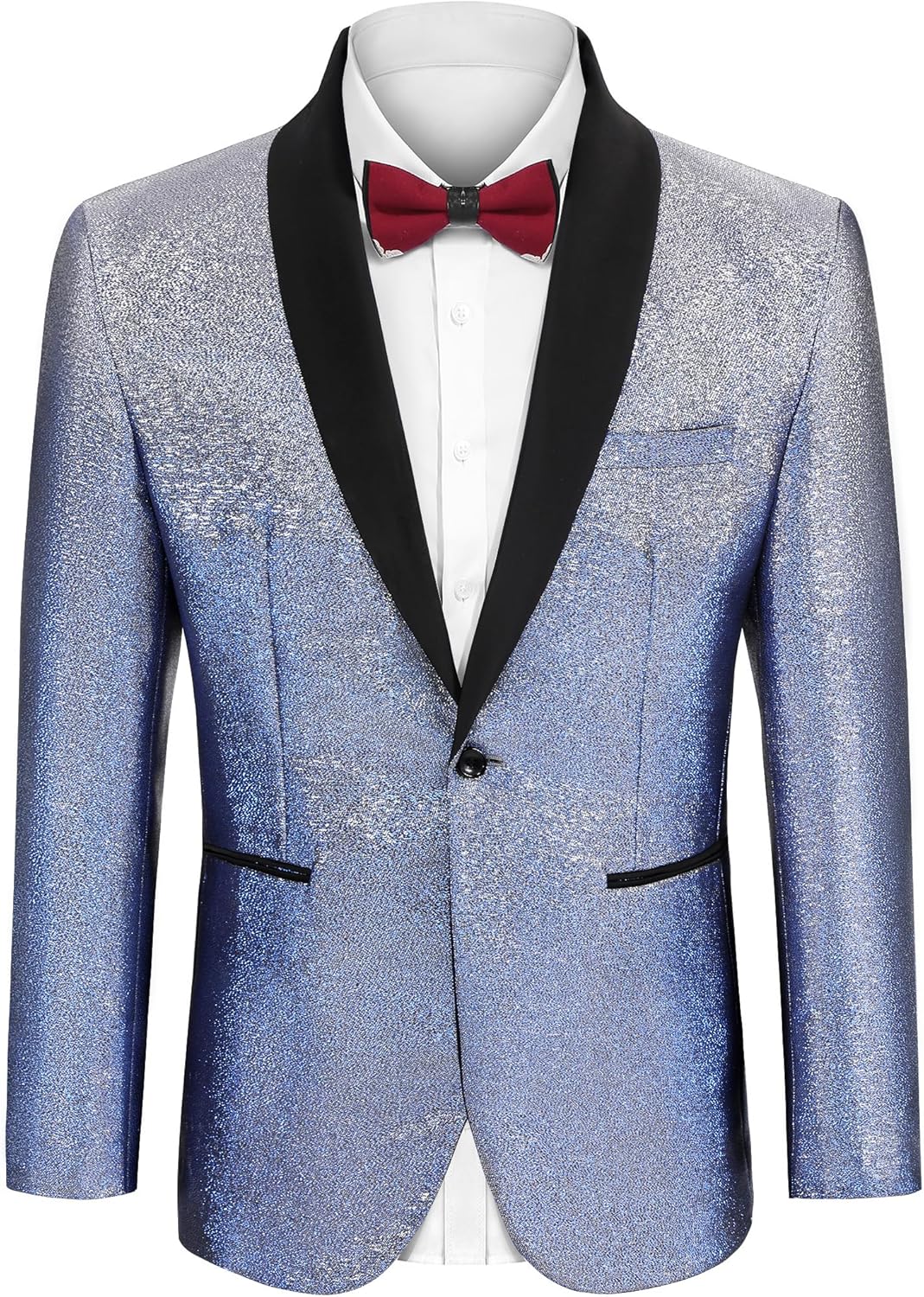 Floral Blazer Mens Silver Tuxedo Jacket Men's Shiny Sequins Blazer - Main Image