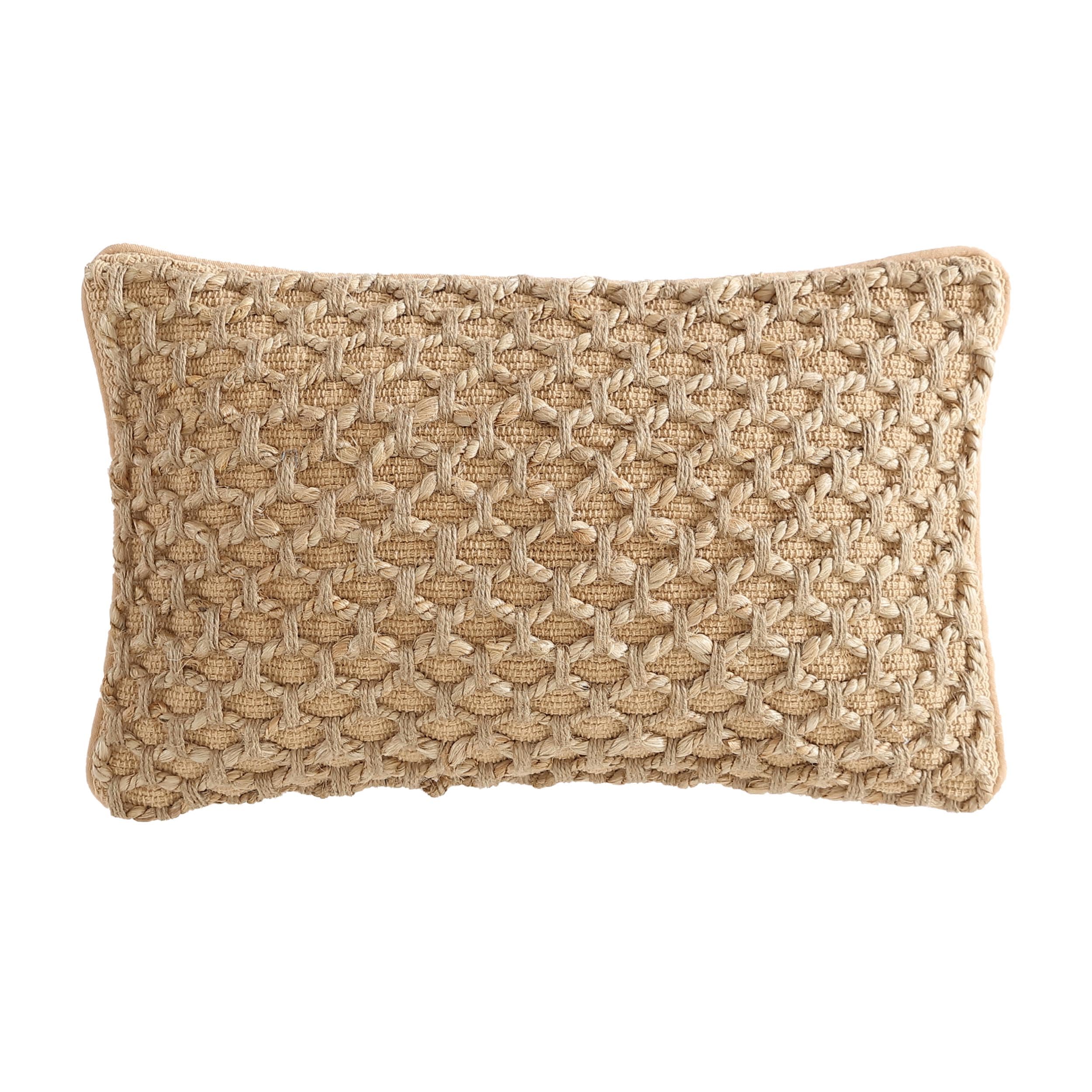 boho living jada decorative throw, includes accent, premium woven design, living room décor, (1) 12" x 20" pillow cover with insert, beige